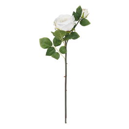 Flor Rosa Blanco Pvc-Tejido Decoración 69 cm (Set de 24)