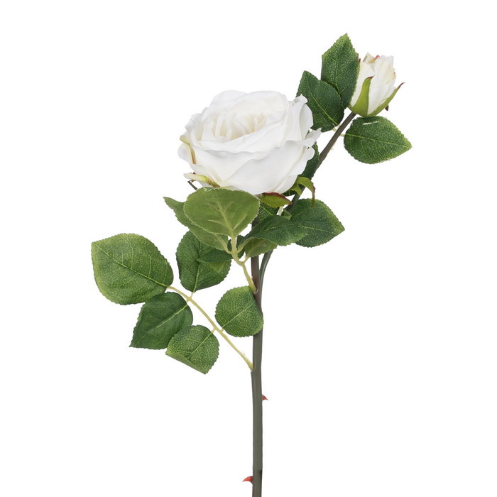 Flor Rosa Blanco Pvc-Tejido Decoración 69 cm (Set de 24)
