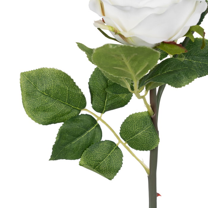 Flor Rosa Blanco Pvc-Tejido Decoración 69 cm (Set de 24)