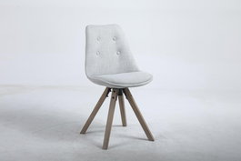 DKD Home Decor Silla de Roble y Poliéster Gris Claro