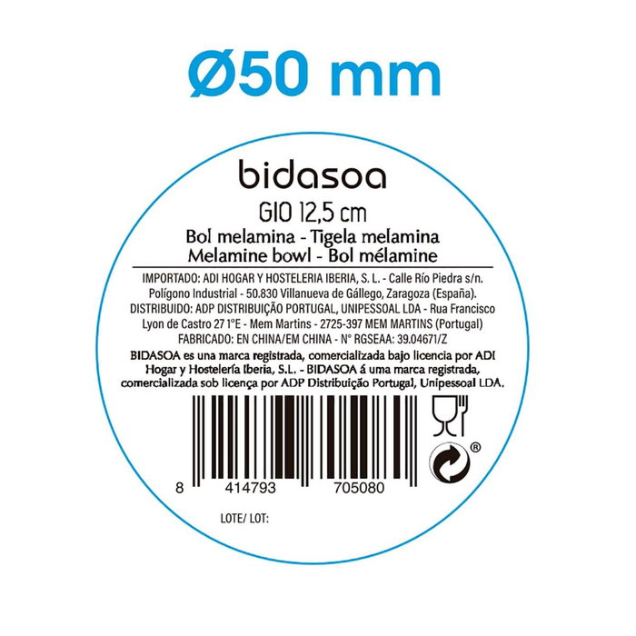 Bol Bicolor Melamina Gio Bidasoa 12,5 cmx12,5 cm (12 Unidades)