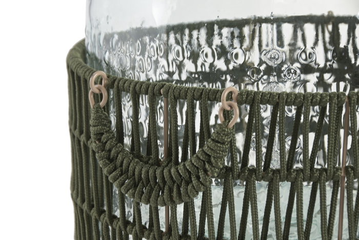 DKD Home Decor Portavelas de Cristal y Nylon Verde