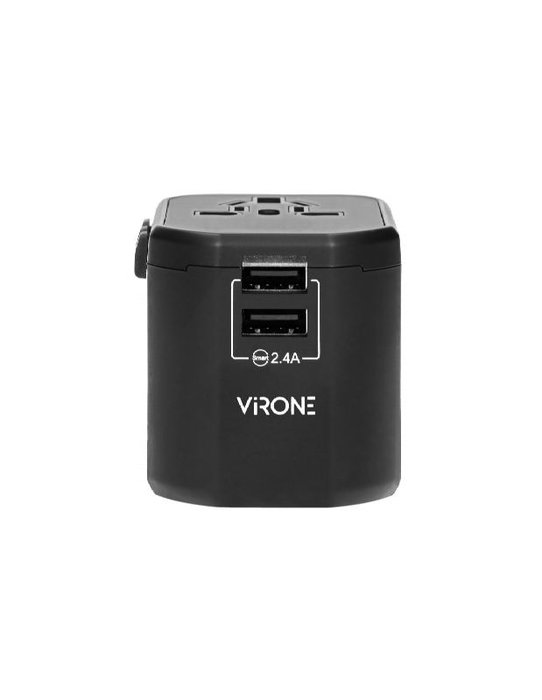ORNO Adaptador de Enchufes de Viaje Universal TA-6 con 2 Puertos USB Carga Rápida GOWORLD