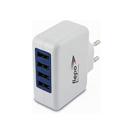 Flepo Cargador USB 4 Puertos Netzteil 100V/240V 4A