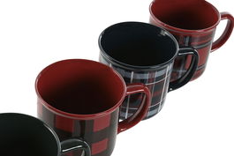 DKD Home Decor Taza de Cerámica "Alpino" 400ml Rojo, Verde, Negro, Azul Petróleo (Pack 12 Unidades) Apto Microondas y Lavavajillas