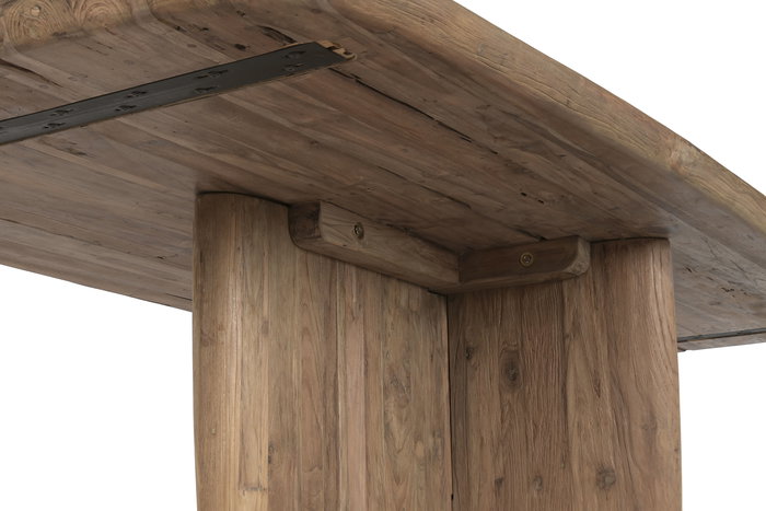 DKD Home Decor 2c24 Mesa Comedor Moderno Natural Teca Reciclada 110 x 78 x 220 cm