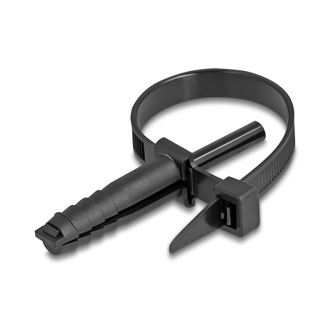 DeLOCK 18914 Bridas adherentes para cables con taco 150 x 7 mm negro 100 unidades