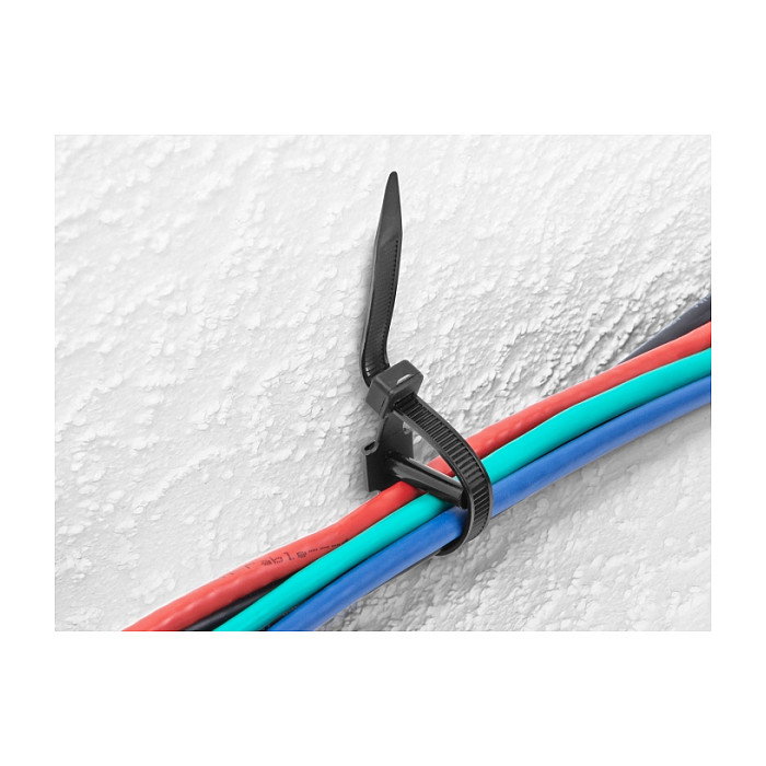 DeLOCK 18914 Bridas adherentes para cables con taco 150 x 7 mm negro 100 unidades