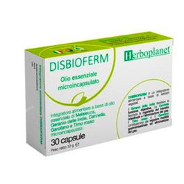 HERBOPLANET Disbioferm 30 Cápsulas Aceite Esencial Microencapsulado de Clavo, Tomillo, Canela y Árbol del Té para Función Digestiva