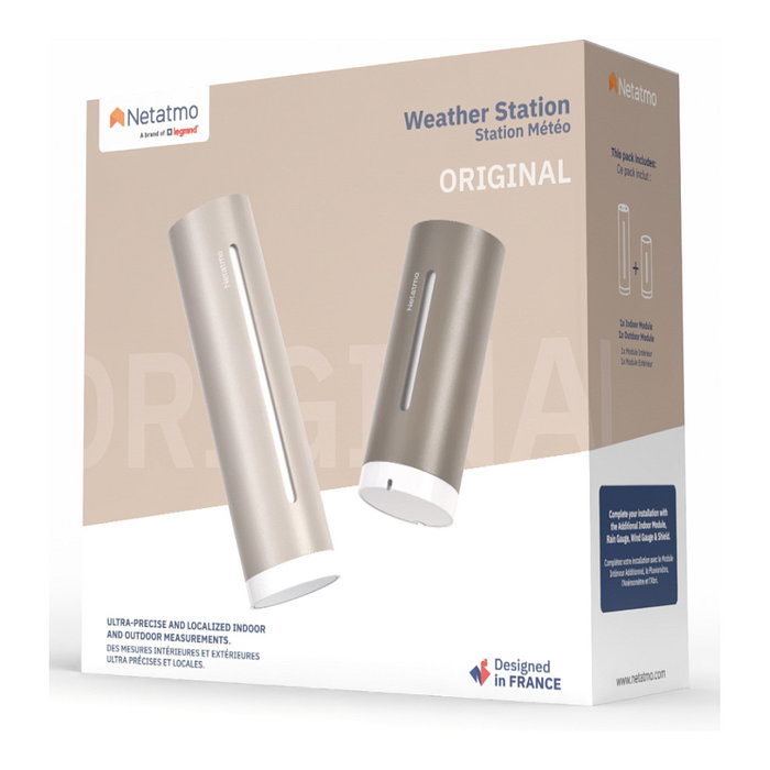 NetAtmo NWS-S-EC Estación Meteorológica Inteligente de Interior y Exterior, 2da Generación, Color Arena, Funciona con Apple HomeKit, Alexa y Google Assistant