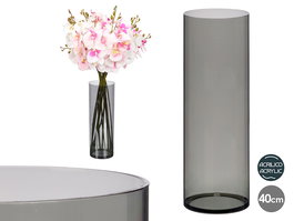 Giftdecor Jarrón Aparentza Cilíndrico de Acrílico Negro 12x40 cm (Set de 12)