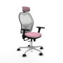 PIQUERAS Y CRESPO Silla de oficina Jorquera con mecanismo Sincro/Traslack, Rosa y Blanco