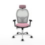 PIQUERAS Y CRESPO Silla de oficina Jorquera con mecanismo Sincro/Traslack, Rosa y Blanco