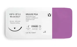 Kruuse Sutura Pga 0 90 cm Aguja 30 mm 3-8 Triangular Violeta Absorbible 12 Unidades