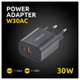 Intenso Cargador de Pared W30AC con 1 x USB-A y 1 x USB-C, 30 W, Negro