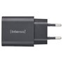 Intenso Cargador de Pared W30AC con 1 x USB-A y 1 x USB-C, 30 W, Negro