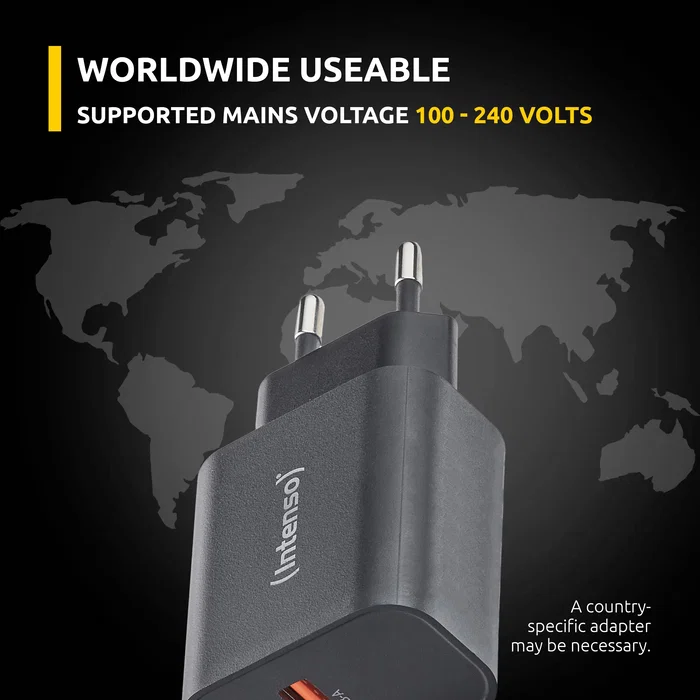 Intenso Cargador de Pared W30AC USB-A y USB-C 30 W Negro