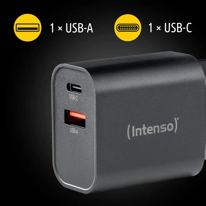 Intenso Cargador de Pared W30AC USB-A y USB-C 30 W Negro