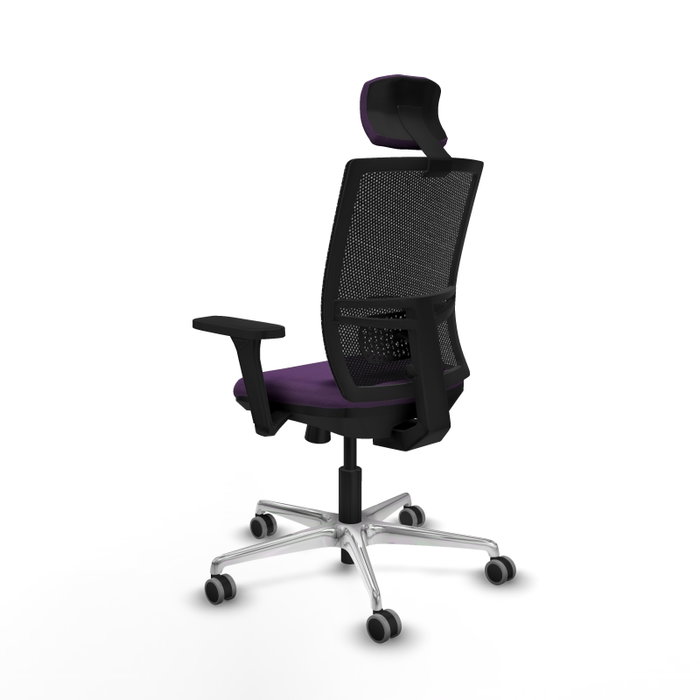 PIQUERAS Y CRESPO Silla de oficina Yunquera con mecanismo Sincro/Traslack, Tela Morado y Malla Negro