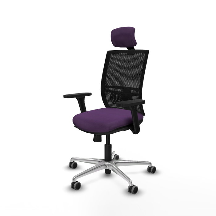 PIQUERAS Y CRESPO Silla de oficina Yunquera con mecanismo Sincro/Traslack, Tela Morado y Malla Negro