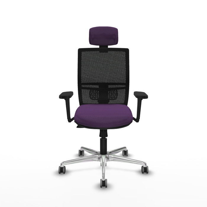 PIQUERAS Y CRESPO Silla de oficina Yunquera con mecanismo Sincro/Traslack, Tela Morado y Malla Negro