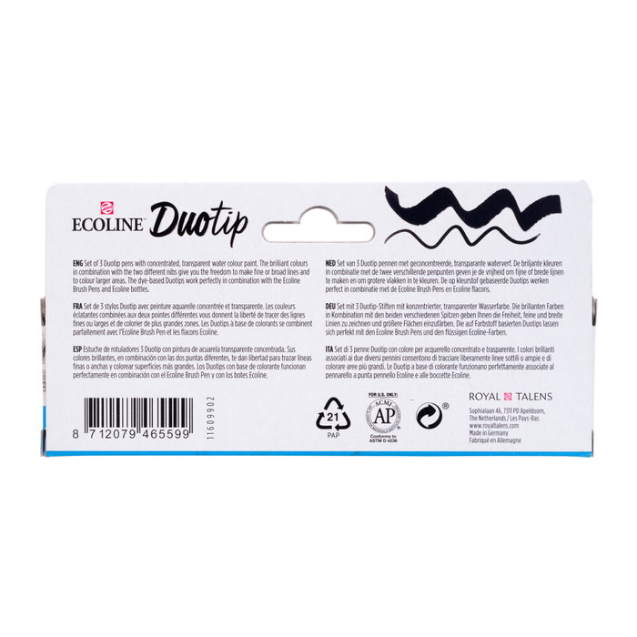 Ecoline Duotip Estuche Negro y Gris | 3 colores Ecoline Duotip Estuche Negro y Gris | 3 colores