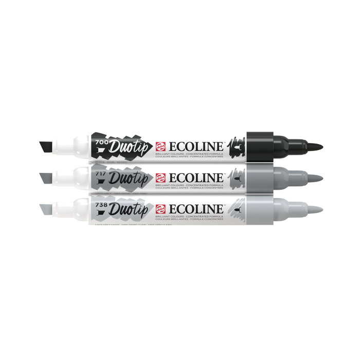 Ecoline Duotip Estuche Negro y Gris | 3 colores Ecoline Duotip Estuche Negro y Gris | 3 colores