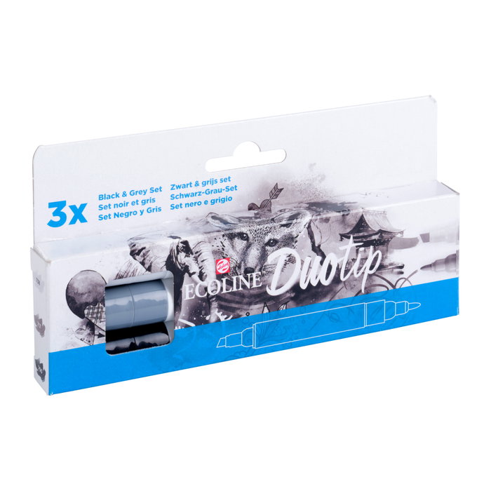 Ecoline Duotip Estuche Negro y Gris | 3 colores Ecoline Duotip Estuche Negro y Gris | 3 colores