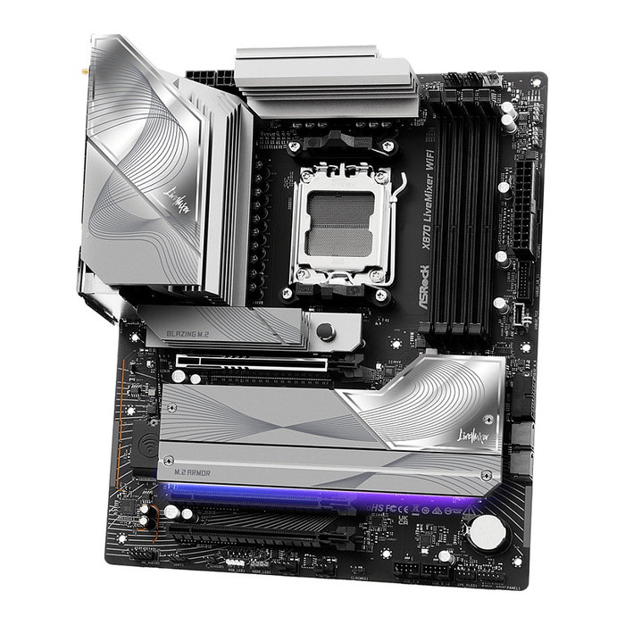 ASRock X870 Livemixer WiFi Placa Base ATX con Chipset AMD X870 para Zócalo AM5, DDR5, PCIe 5.0, Wi-Fi 7, Bluetooth 5.4, HDMI 2.1, USB4 y USB-C, para AMD Ryzen 7000/8000/9000 Series ASRock X870 Livemixer WiFi Placa Base ATX con Chipset AMD X870 para Zócalo AM5, DDR5, PCIe 5.0, Wi-Fi 7, Bluetooth 5.4, HDMI 2.1, USB4 y USB-C, para AMD Ryzen 7000/8000/9000 Series