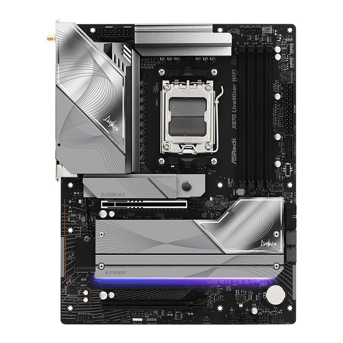 ASRock X870 Livemixer WiFi Placa Base ATX con Chipset AMD X870 para Zócalo AM5, DDR5, PCIe 5.0, Wi-Fi 7, Bluetooth 5.4, HDMI 2.1, USB4 y USB-C, para AMD Ryzen 7000/8000/9000 Series ASRock X870 Livemixer WiFi Placa Base ATX con Chipset AMD X870 para Zócalo AM5, DDR5, PCIe 5.0, Wi-Fi 7, Bluetooth 5.4, HDMI 2.1, USB4 y USB-C, para AMD Ryzen 7000/8000/9000 Series