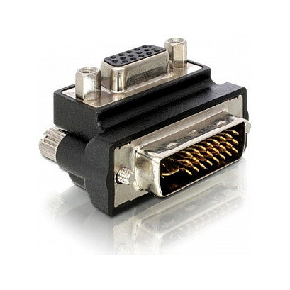 DeLOCK Adaptador VGA Buchse zu DVI 24+5 Pin Stecker angulado a la derecha, Negro