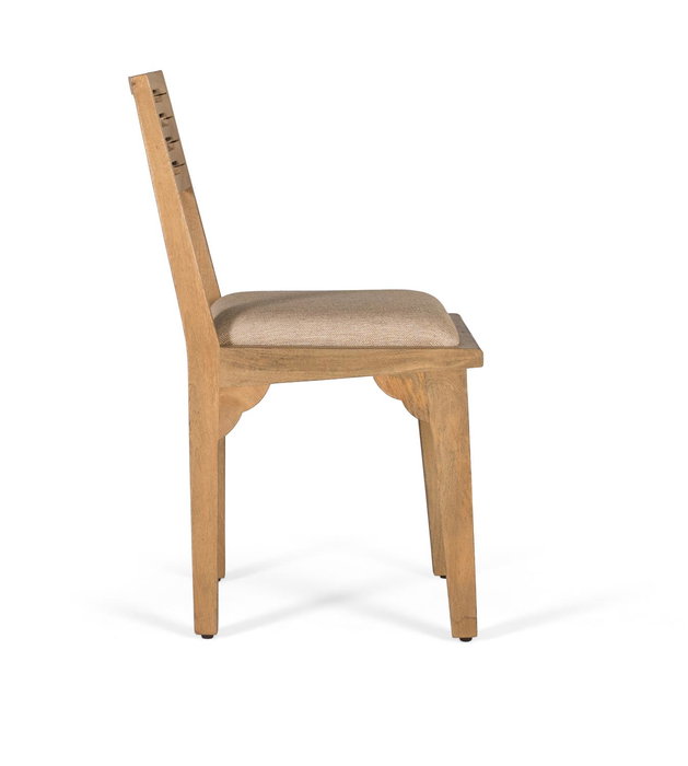 GINER Y COLOMER Set de 2 Sillas de Madera de Mango Maciza con Asiento Tapizado Beige