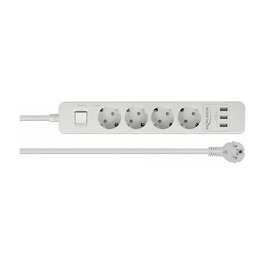 DeLOCK 11206 Regleta 4 Tomas con Protección Sobretensión 3 Puertos USB 1.5 m Blanco