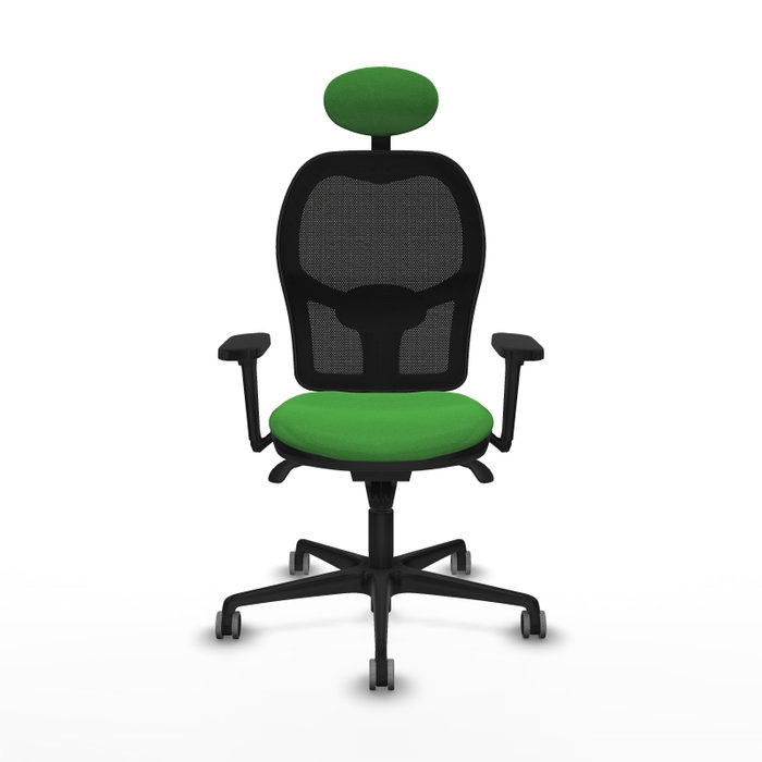 PIQUERAS Y CRESPO Silla de oficina Jorquera con mecanismo sincro, tela verde y malla negra PIQUERAS Y CRESPO Silla de oficina Jorquera con mecanismo sincro, tela verde y malla negra
