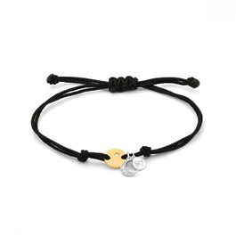Secrecy Pulsera Moon de Plata de Ley 925 Reciclada con Baño de Oro 18K, 18cm, Negro