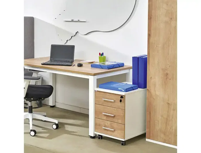 Rocada Cajonera Serie Store con Tres Cajones 60x40x60 cm Acabado Gris/Haya