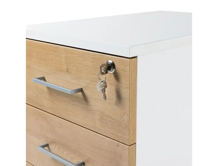 Rocada Cajonera Serie Store con Tres Cajones 60x40x60 cm Acabado Gris/Haya