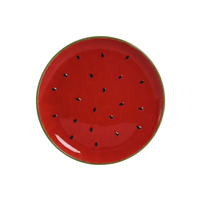 DKD Home Decor Plato Moderno Fruits 24 Rojo Verde 27.5 cm
