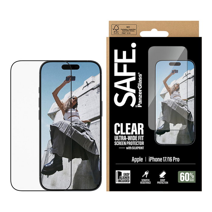 PanzerGlass SAFE. Protector de Pantalla con Marco Negro para iPhone 17 | iPhone 16 Pro PanzerGlass SAFE. Protector de Pantalla con Marco Negro para iPhone 17 | iPhone 16 Pro