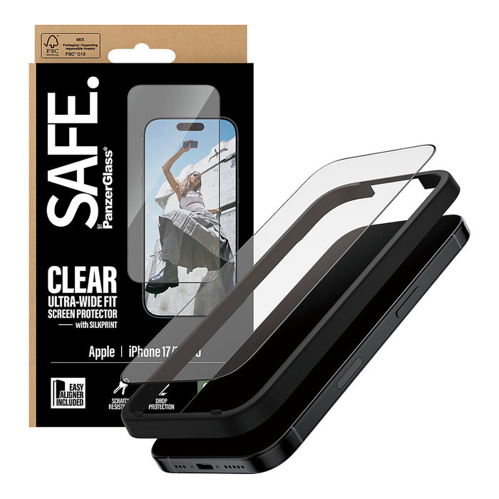 PanzerGlass SAFE. Protector de Pantalla con Marco Negro para iPhone 17 | iPhone 16 Pro PanzerGlass SAFE. Protector de Pantalla con Marco Negro para iPhone 17 | iPhone 16 Pro