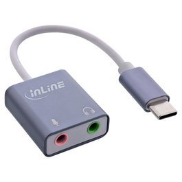 InLine 33051F Adaptador de sonido USB Tipo C con salida de auriculares Gris