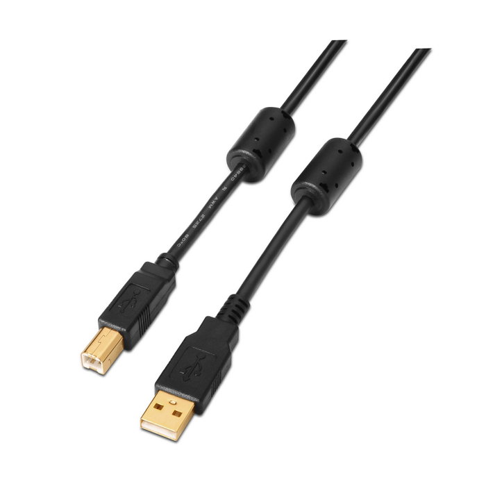 Aisens Cable USB 2.0 Impresora con Ferrita Tipo A/M - B/M, 5m, Negro