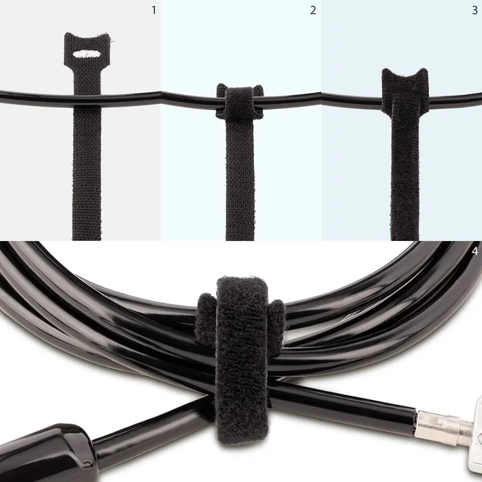 StarTech.com Bridas de Gancho y Bucle para Cables, Nylon, Negro, 15cm, Reutilizables, Paquete de 50 Unidades - B506I-HOOK-LOOP-TIES