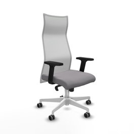 PIQUERAS Y CRESPO Sillón Albacete con mecanismo Sincro, Similpiel Gris y Malla Blanco