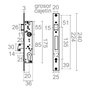 Micel Cre10 Cerradura de embutir de acero inoxidable con acabado inox 20/85 mm