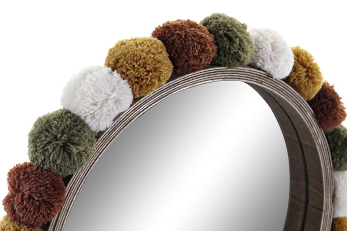 DKD Home Decor Espejo MDF Poliéster 31x4x31 Pompon Natural DKD Home Decor Espejo MDF Poliéster 31x4x31 Pompon Natural
