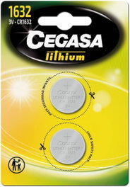 Cegasa Blíster 2 pilas de litio de botón CR1632 3V