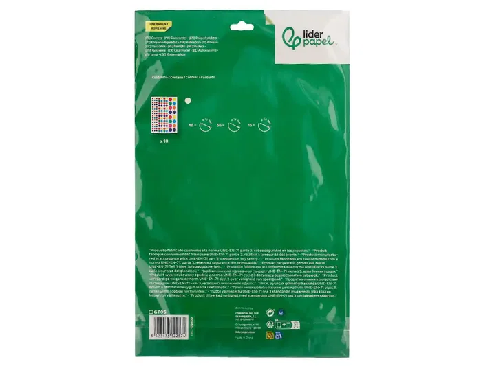 Liderpapel Gomets de círculos autoadhesivos, colores y tamaños surtidos, 1200 unidades Liderpapel Gomets de círculos autoadhesivos, colores y tamaños surtidos, 1200 unidades