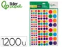 Liderpapel Gomets de círculos autoadhesivos, colores y tamaños surtidos, 1200 unidades