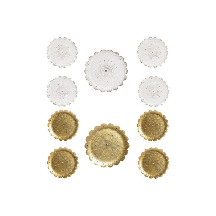 DKD Home Decor Set de 5 piezas de decoración de pared Decape Blanco y Dorado
